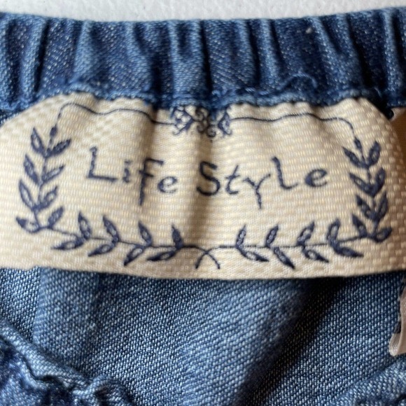Vintage Life Style Small Tiered Skirt Blue Appliqué Denim Boho Lightweig… - Picture 6 of 8